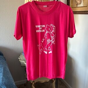 Tintin Graphic Short Sleeve Tee in Hot Pink Large